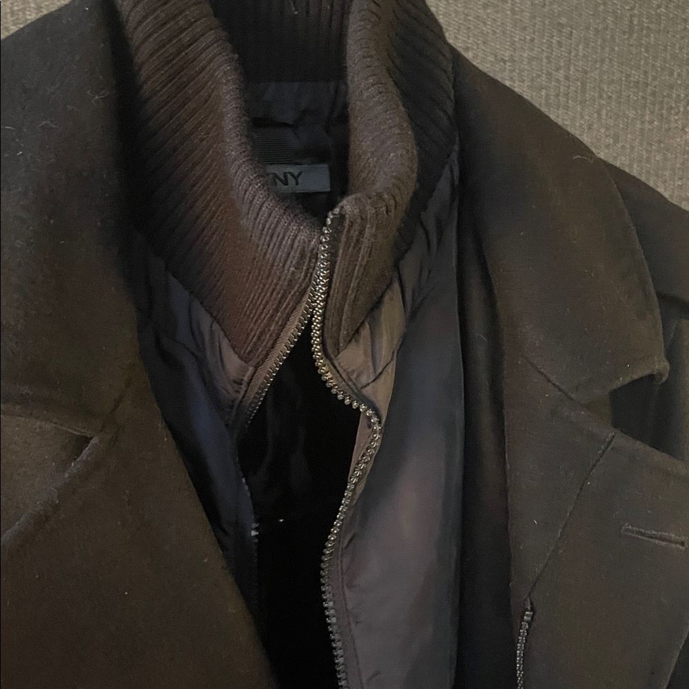 Men's Black Double-Breasted Military Style Peacoat - Picture 4 of 5